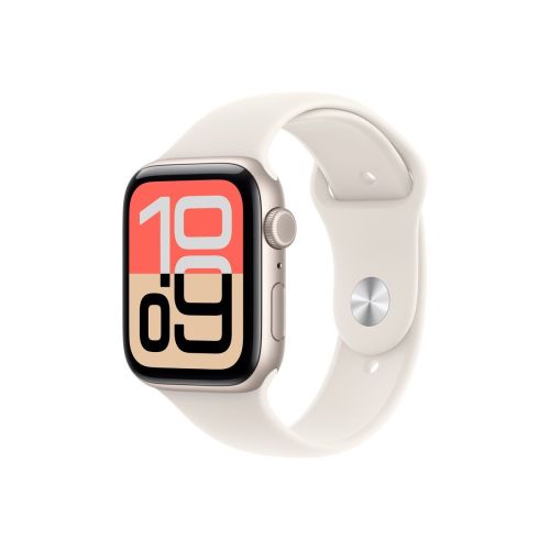 Apple Watch SE 3 (2025) GPS 44mm Starlight Alu Case, Stralight Sport Band S/M EU MEHG4