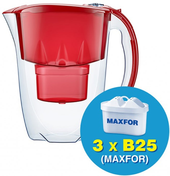 AQUAPHOR AMETHYST RED water purification jug with three B25 Maxfor Plus cartridges (MFP)