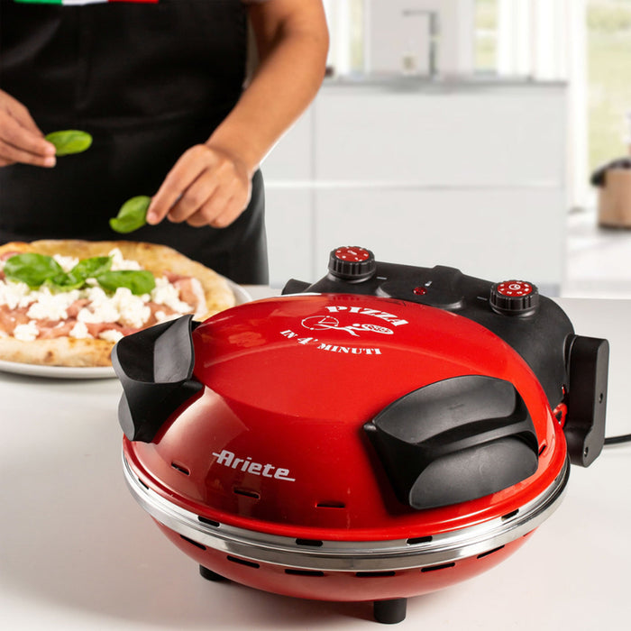 Electric pizza oven with stone plate ARIETE 909 RED, 1200 W