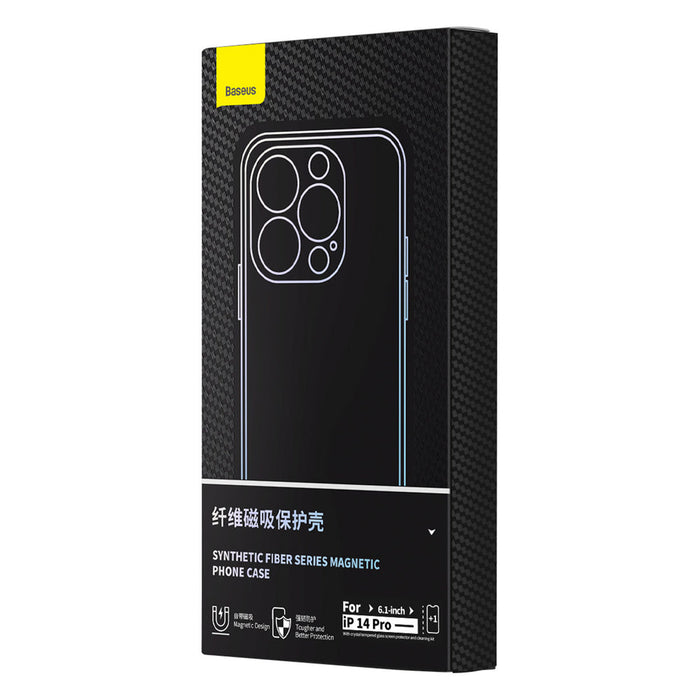 Armored case for iPhone 14 Pro Max compatible with MagSafe Baseus Synthetic Fiber tempered glass - black - Cell phone