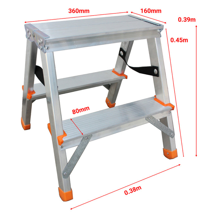 ALUMINUM LADDER TWO-SIDED 2 STEPS ARON BSS-2