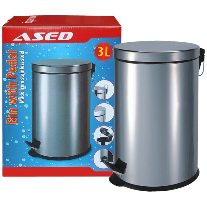 BASKET WITH PEDAL 3 L CHROME ASED