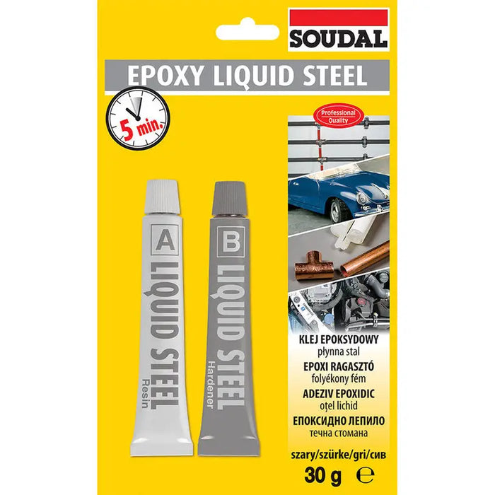ASSEMBLY ADHESIVE EPOXY LIQUID STEEL 30 G SOUDAL - Лепила<<<Лепила и ленти<<<Бои и лакове<<<Praktiker&&&Лепила<<<Лепила