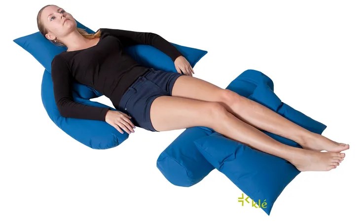 Bed positioning cushion U-crescent in silicone fibre Blue