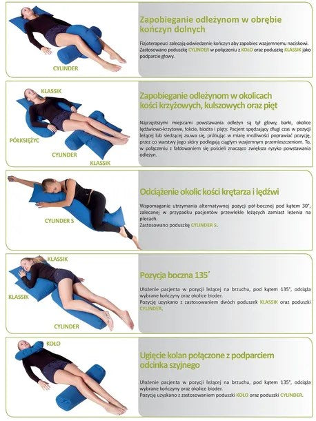 Bed positioning cushion U-crescent in silicone fibre Blue