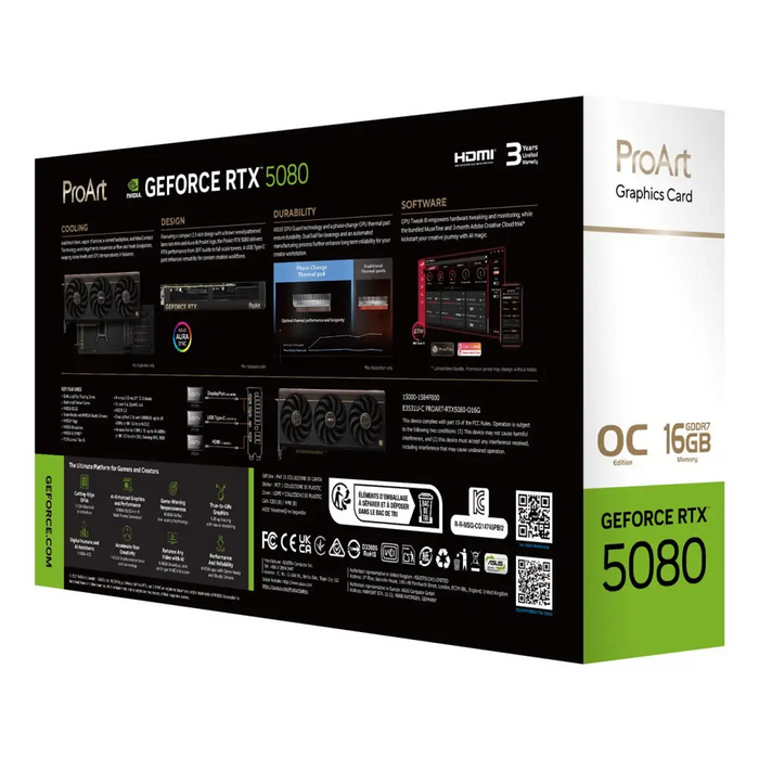 ASUS ProArt -RTX5080-O16G NVIDIA GeForce RTX 5080 16 GB GDDR7 - Graphics card (NVIDIA Graphics PLUS)VGA-NVD<<<Graphics