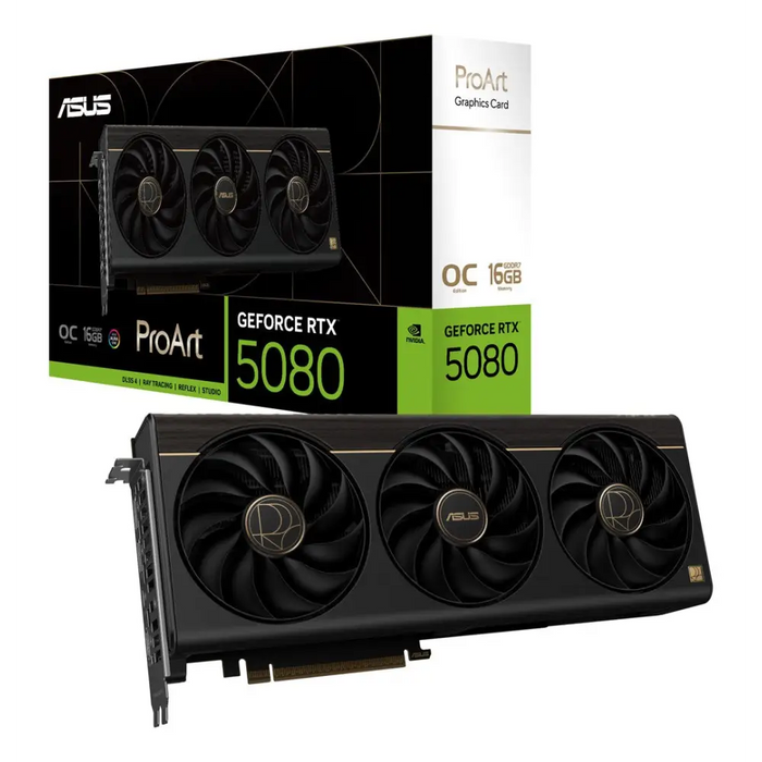 ASUS ProArt -RTX5080-O16G NVIDIA GeForce RTX 5080 16 GB GDDR7 - Graphics card (NVIDIA Graphics PLUS)VGA-NVD<<<Graphics