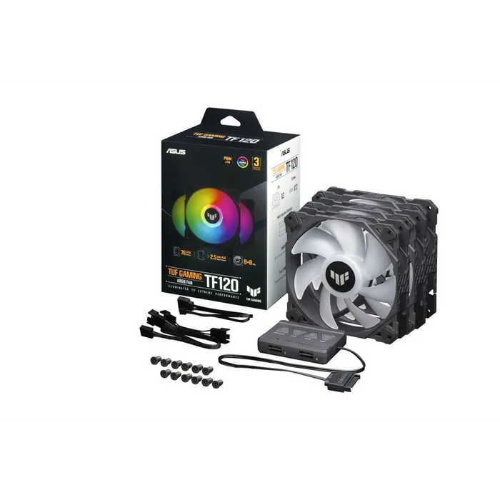 ASUS TUF Gaming TF120 ARGB Fan - Triple Fan Kit with ARGB Controller Computer case Air cooler 12 cm Black