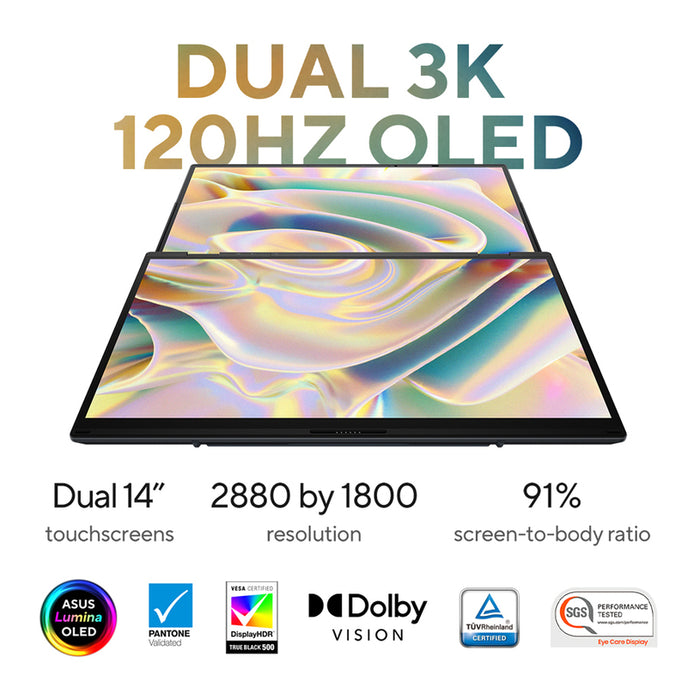 Laptop 2 in 1 ASUS Zenbook Duo OLED UX8406CA-PZ005W 14.0 ", INTEL CORE ULTRA 9 285H, RAM 32 GB, SSD 2000 GB, INTEL ARC GRAPHICS, WINDOWS 11, INKWELL GRAY