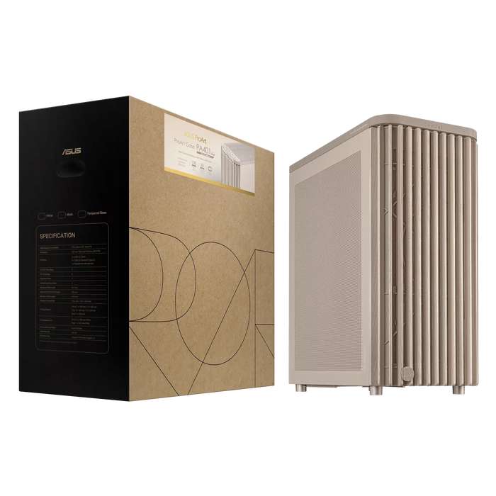 Box ASUS ProArt PA401 Wood Edition Beige - Mesh Panel