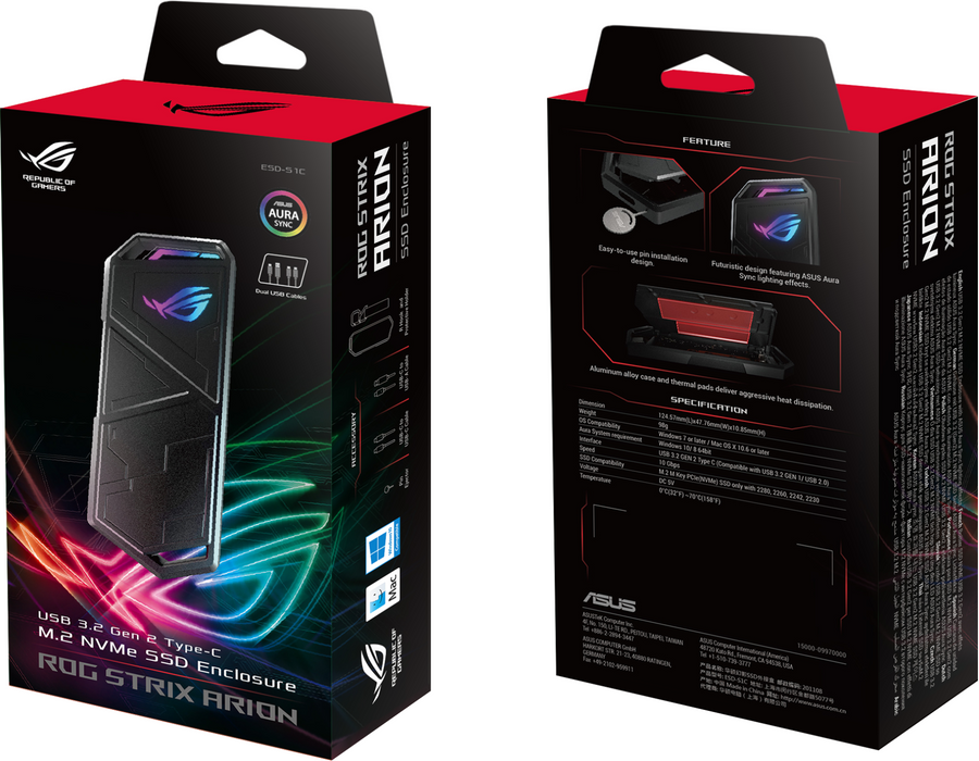 ASUS ROG STRIX ARION, SSD drawer