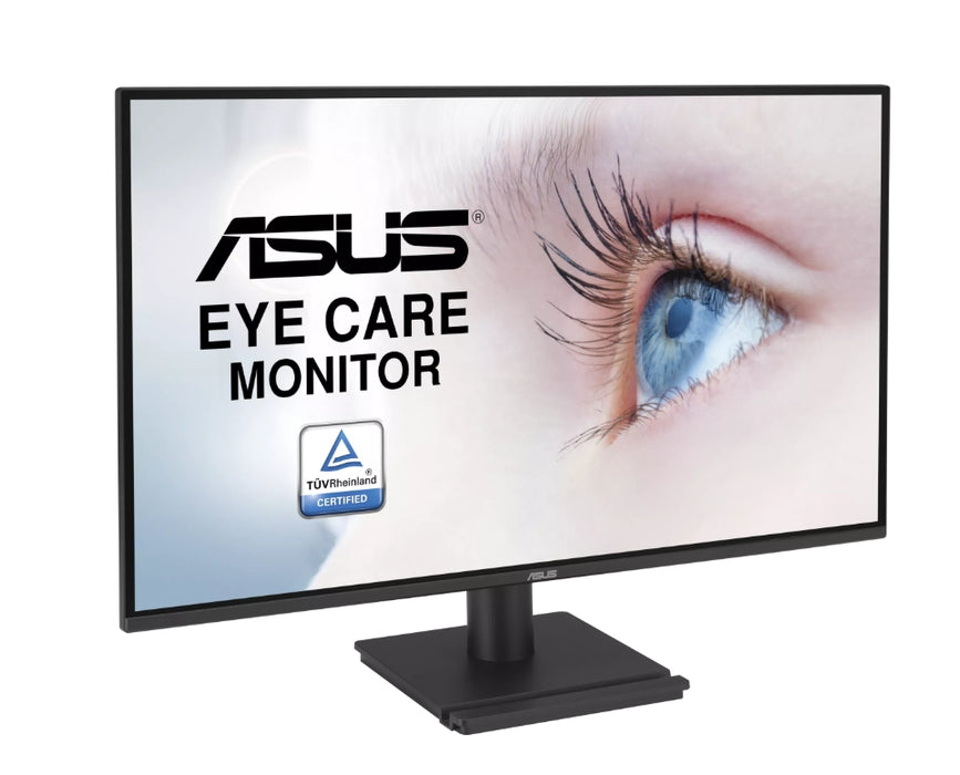 Asus VA27AQ Eye Care Monitor, 27 ", IPS, QHD, 99% sRGB, Frameless, HDMI, DisplayPort, VGA, 1ms MPRT, Stereo Speakers, Low Blue Light, Flicker Free, Wall Mountable, Black