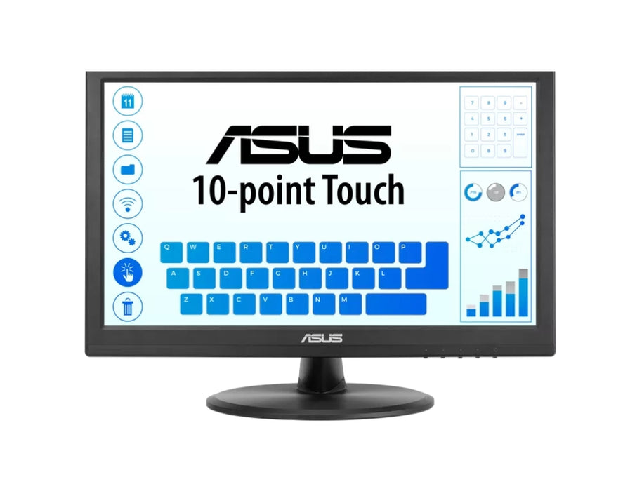 Asus VT169HE Touch Monitor ,16'', FHD (1920x1080), 10-point Touch, IPS, 220cd/m2, Wide Viewing Angle, Frameless, Flicker free, Low Blue Light, HDMI, Windows 11 compliance, Black