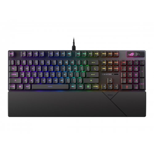Asus ROG Strix Scope II RX Gaming Keyboard, IP57, Dampening Foam, Pre-lubed ROG RX Red Optical Switches, UV-Coated ABS Keycaps, multi-function controls, Xbox Game Bar function hotkeys, RGB-Black