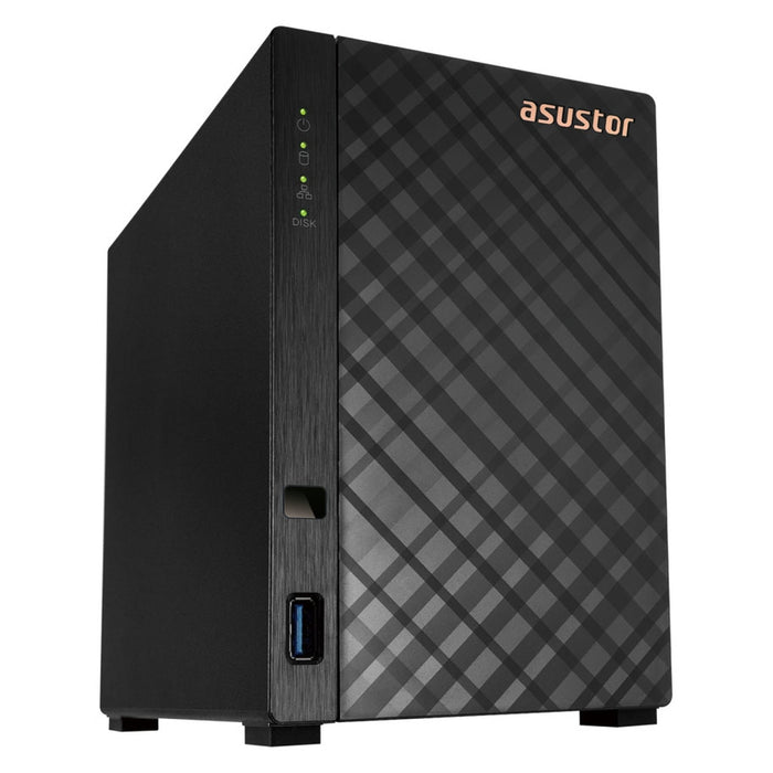 Asustor AS1102TL, 2 bay NAS, Realtek RTD1619B, Quad Core, 1.7 GHz, 1GB DDR4 (not expandable), 1GbE x1, USB 2.0 x1, USB3.2 Gen1 x1, WOW (Wake on WAN), System Sleep Mode