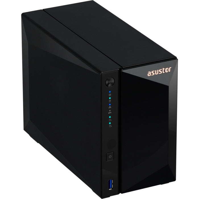 Asustor AS3302T_V2, 2 bay NAS, Realtek RTD1619B, Quad-Core, 1.7GHz (not ex.), 2.5GbE x1, USB3.2 Gen1 x3, WOW (Wake on WAN), Ttoolless installation, with hot-swappable tray, hardware encryption, MyArchive, EZ connect, EZ Sync, WoL, System Sleep Mode