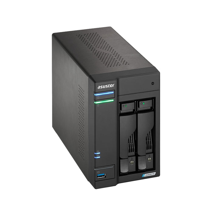 Asustor Lockerstor AS6702T, 2 Bay NAS, Intel Jasper Lake 4C 2.0 GHz, 4GB DDR4 SODIMM, M.2 NVMe x4 slots (Diskless), USB 3.2 Gen 2x2, Dual 2.5GbE Ports, WOW (Wake on WAN), AES-NI hardware encryption, MyArchive (support btrfs and snapshot), SSD Caching