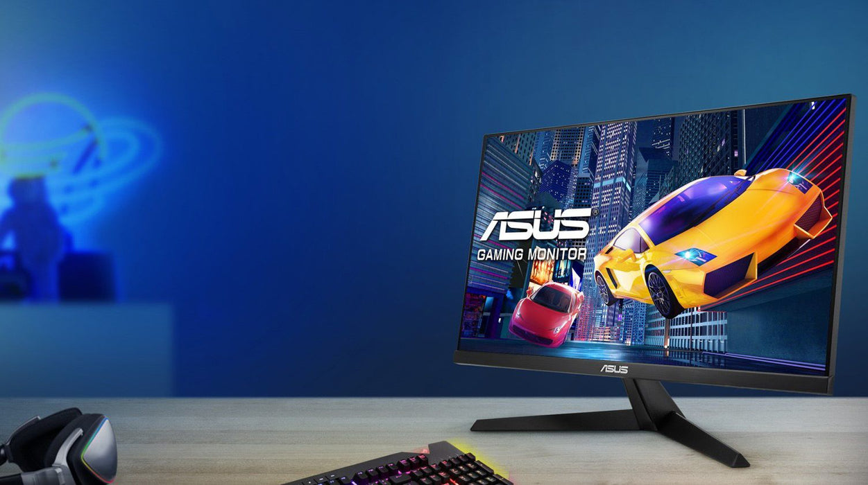 Asus VY249HGR Eye Care Gaming Monitor, 23.8 " FHD (1920 x 1080), IPS, 120Hz(OC), SmoothMotion, 1ms (MPRT), Adaptive Sync, Eye Care Plus technology, Blue Light Filter, Flicker Free, antibacterial treatment, Black