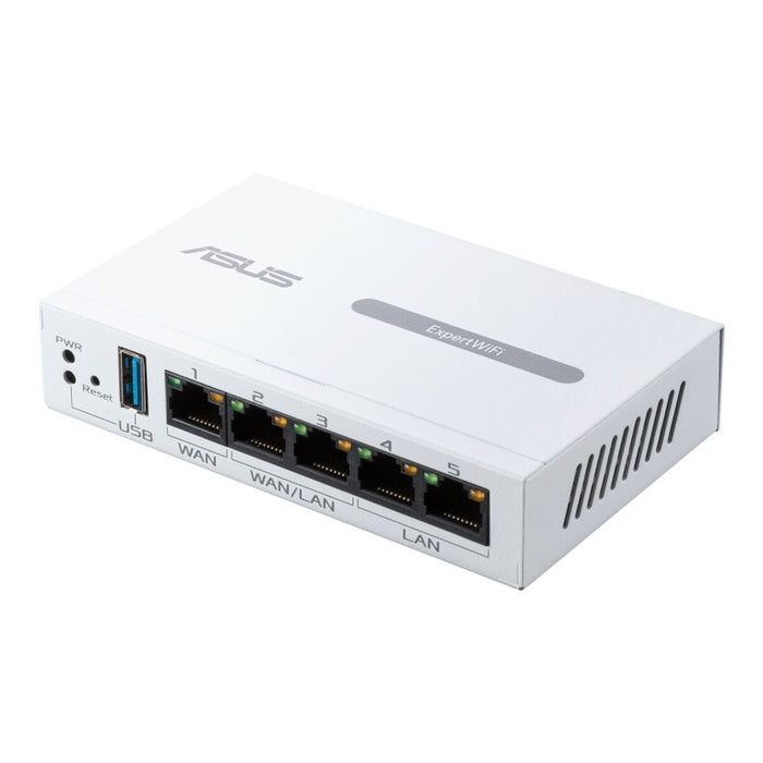 Asus Business Gigabit VPN wired router, ExpertWiFi EBG15, 1 gigabit WAN+2 gigabit WAN/LAN, USB port backups, Bluetooth® 3.0, SDN, customized guest portal, Commercial-Grade Network Security & VPN, wall mounting, White
