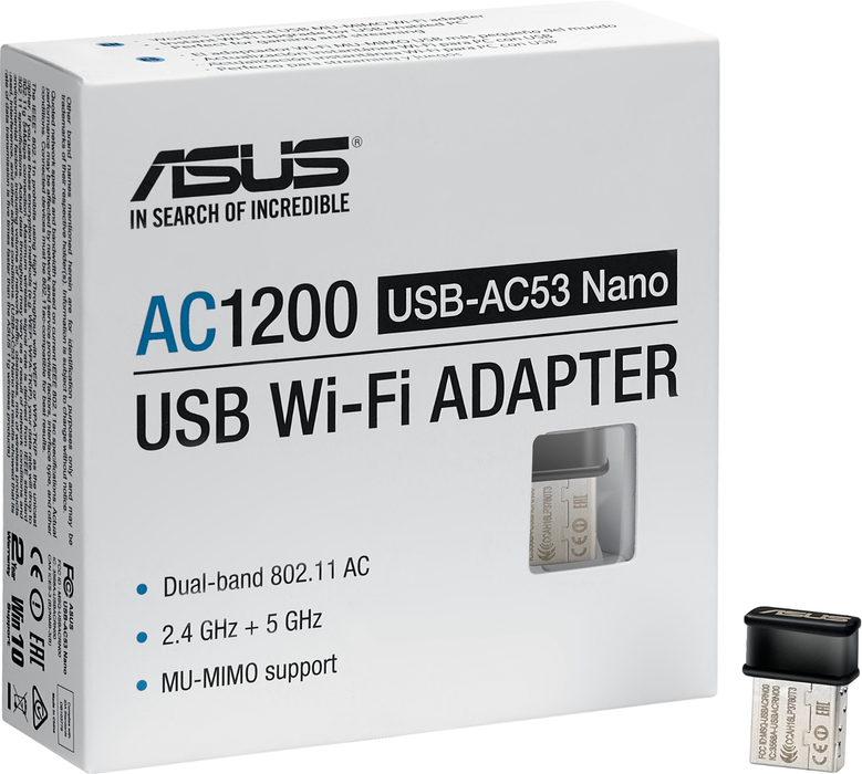 Wireless USB Adapter ASUS USB-AC53 Nano, AC1200 Dual-band USB Wi-Fi