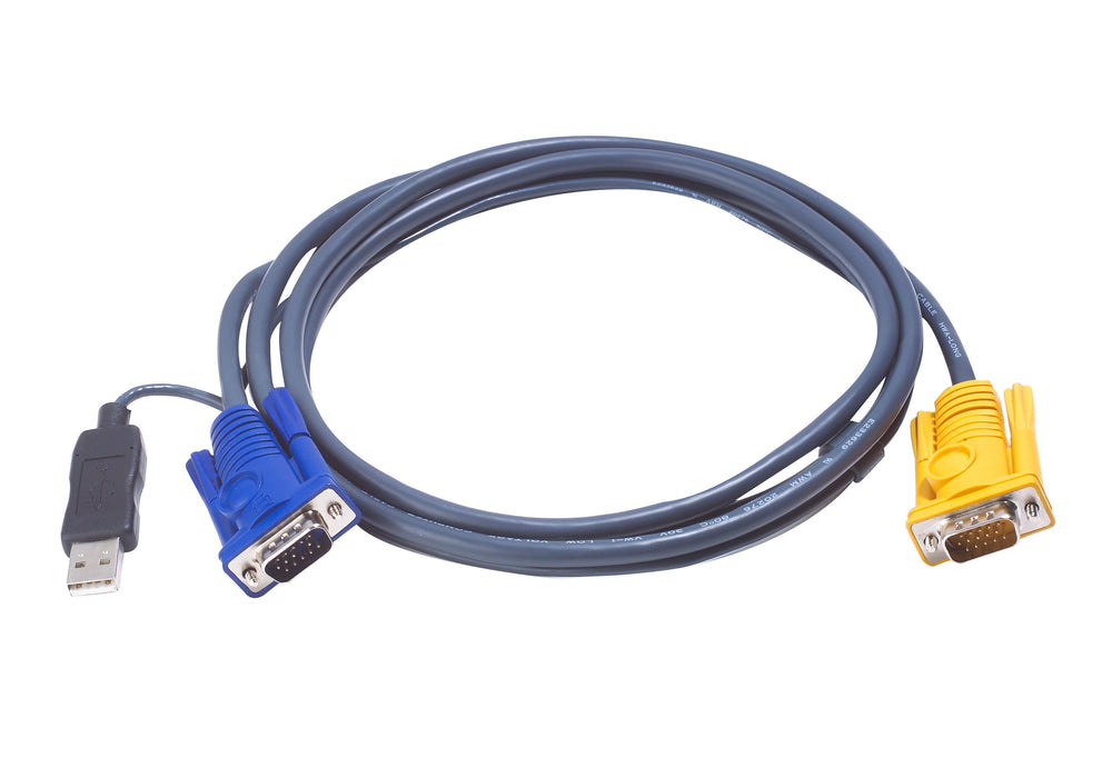 ATEN KVM Cable, PC HDB & USB to 3in1 SPHD(Keyboard/Mouse/Video), Built-in PS/2 to USB Converter, 3m