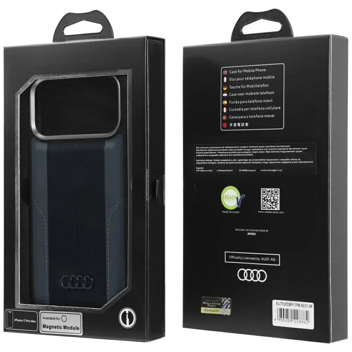 Audi A6 Synthetic Leather MagSafe Case for iPhone 17 Pro Max - Black - Cell phone cases and covers<<<HurtelXML