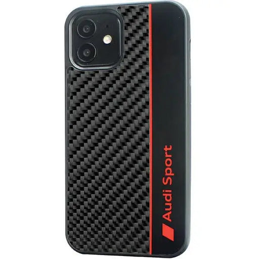 Audi Carbon Fiber Stripe iPhone 12/12 Pro 6.1’’ black/black hardcase AUS-TPUPCIP12P-R8/D1-BK - Cell phone cases