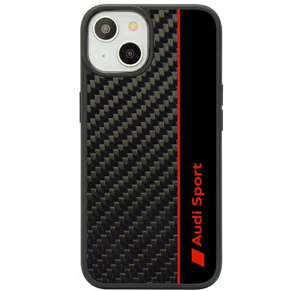 Audi Carbon Fiber Stripe iPhone 14 6.1’’ black/black hardcase AUS-TPUPCIP14-R8/D1-BK - Cell phone cases