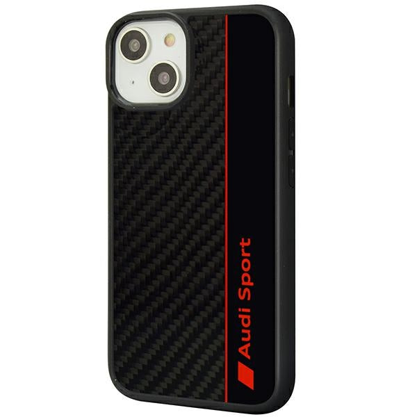 Audi Carbon Fiber Stripe iPhone 14 6.1’’ black/black hardcase AUS-TPUPCIP14-R8/D1-BK - Cell phone cases