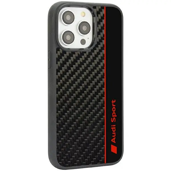 Audi Carbon Fiber Stripe iPhone 14 Pro 6.1’’ black/black hardcase AUS-TPUPCIP14P-R8/D1-BK - Cell phone cases