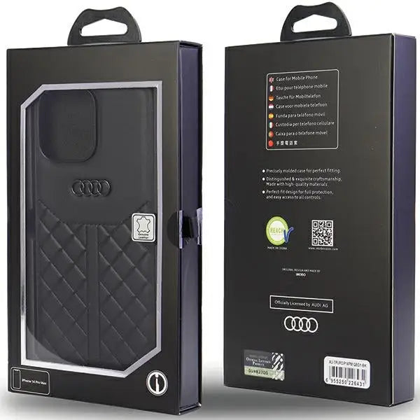 Audi Genuine Leather case for iPhone 14 Pro Max 6.7’’ - black AU-TPUPCIP14PM-Q8/D1-BK - Cell phone cases
