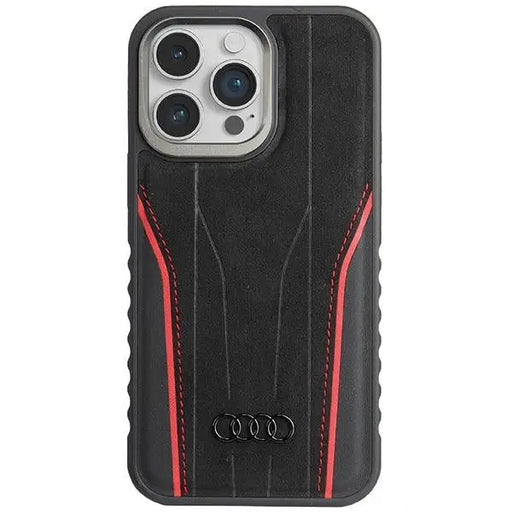 Audi Genuine Leather case with MagSafe for iPhone 15 Pro - black and red - Cell phone cases and covers<<<HurtelXML