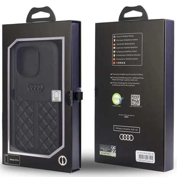Audi Genuine Leather iPhone 13 Pro / 13 6.1’’ black/black hardcase AU-TPUPCIP13P-Q8/D1-BK - Cell phone cases