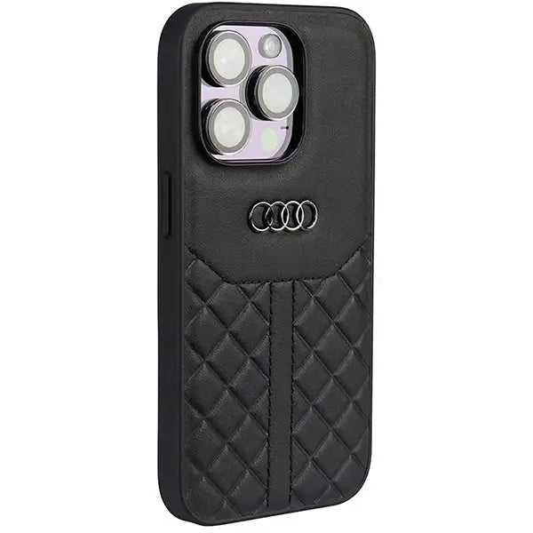 Audi Genuine Leather iPhone 14 Pro 6.1’’ black/black hardcase AU-TPUPPCIP14P-Q8/D1-BK - Cell phone cases
