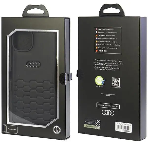 Audi GT Synthetic Leather case for iPhone 15 Plus - black - Cell phone cases and covers<<<HurtelXML