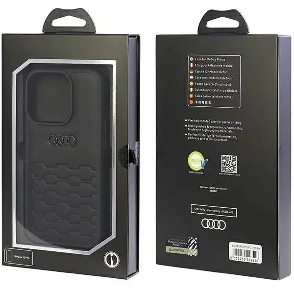 Audi GT Synthetic Leather case for iPhone 15 Pro - black - Cell phone cases and covers<<<HurtelXML