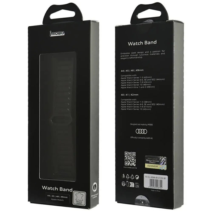 Audi Logo Genuine Leather Magnetic Ring Strap for Apple Watch 44 / 45 / 46 / 49 mm - Black - Other cell phone