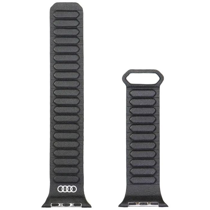 Audi Logo Genuine Leather Magnetic Ring Strap for Apple Watch 44 / 45 / 46 / 49 mm - Black - Other cell phone