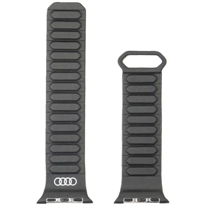 Audi Logo Synthetic Leather Magnetic Ring Strap for Apple Watch 40/41/42 mm - Black - Other cell phone