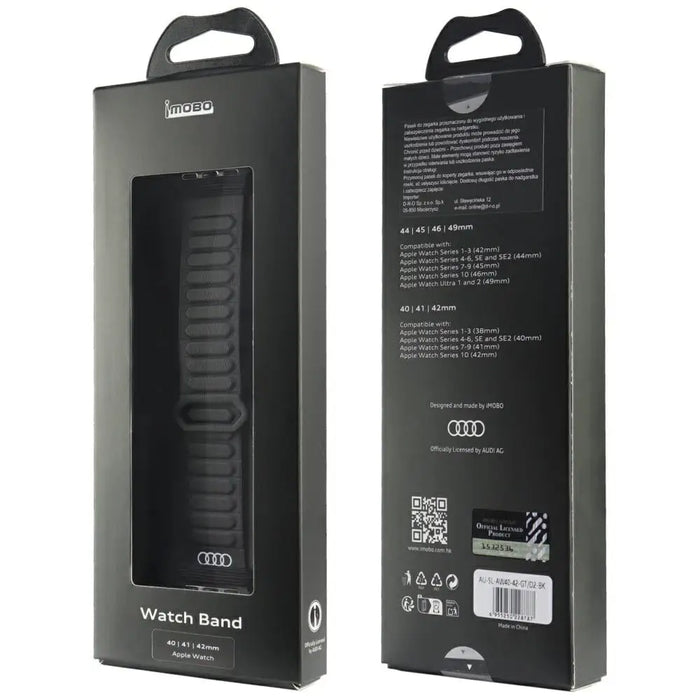 Audi Logo Synthetic Leather Magnetic Ring Strap for Apple Watch 40/41/42 mm - Black - Other cell phone