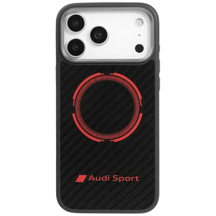 Audi RSQ Carbon Fiber Sport Red Circle MagSafe Case for iPhone 17 Pro Max - Black - Cell phone cases