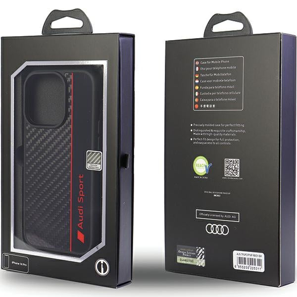 Audi Carbon Fiber Stripe iPhone 13 Pro Max 6.7" black/black hardcase AUS-TPUPCIP13PM-R8/D1-BK