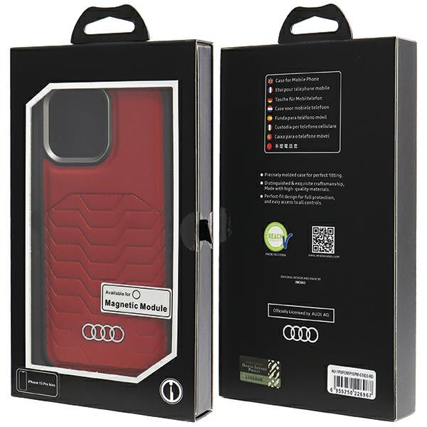Audi Synthetic Leather case with MagSafe for iPhone 15 Pro Max - red