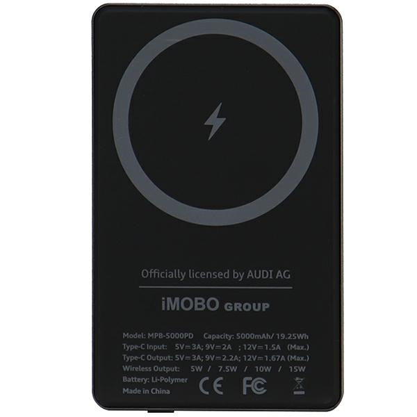 Powerbank Audi Big Logo MagSafe inductive 15W 5000mAh - gray