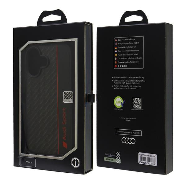 Audi Carbon Fiber Stripe Case for iPhone 16 6.1" - Black