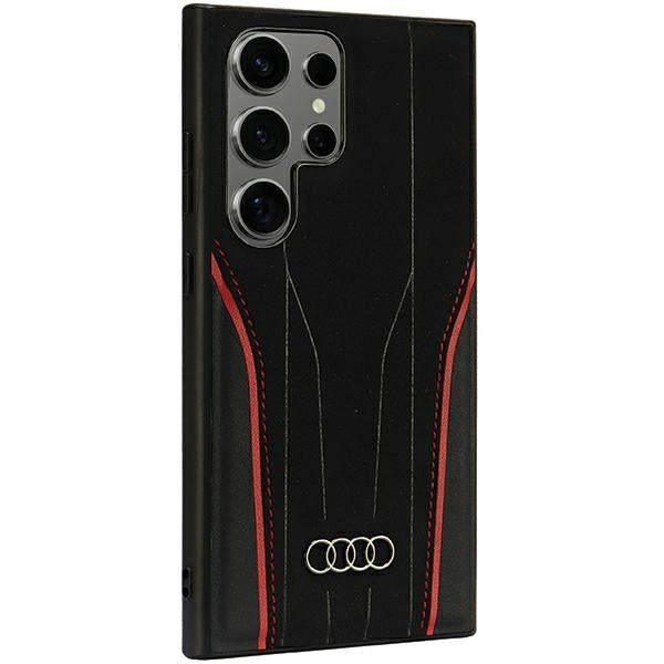Audi Genuine Leather MagSafe S24 Ultra S928 black-red hardcase AU-TPUPCS24U-R8/D3-RD