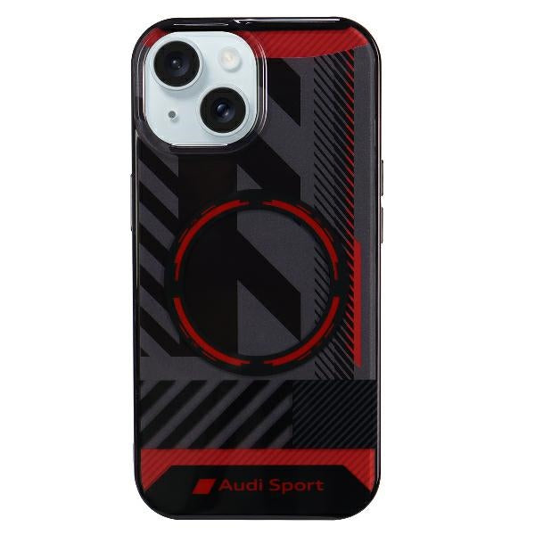Audi IML Sport MagSafe Case iPhone 15 / 14 Plus Plus 6.7" black/black hardcase AU-IMLMIP15M-RSQ/D2-BK