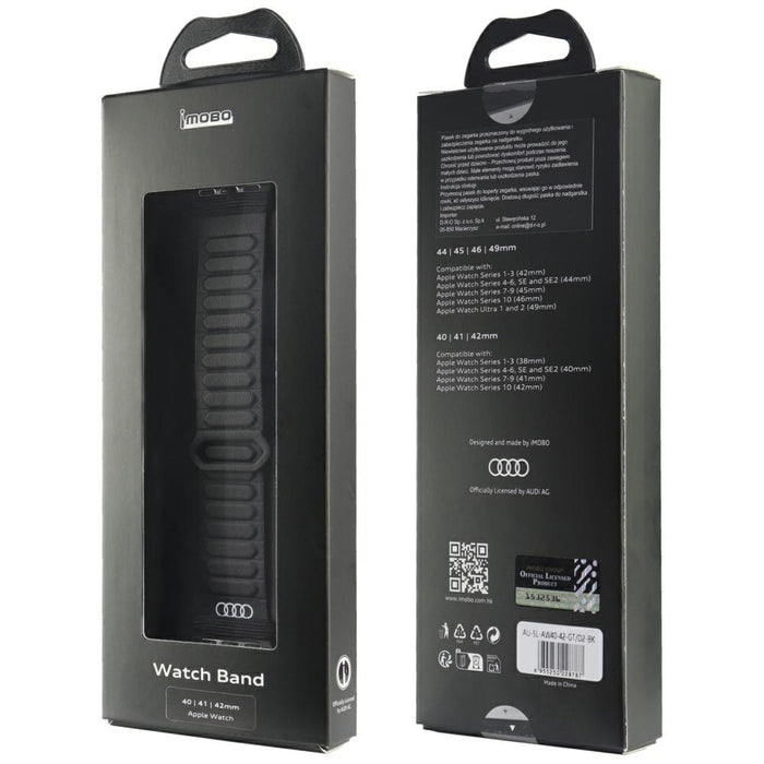 Audi Logo Synthetic Leather Magnetic Ring Strap for Apple Watch 40/41/42 mm - Black