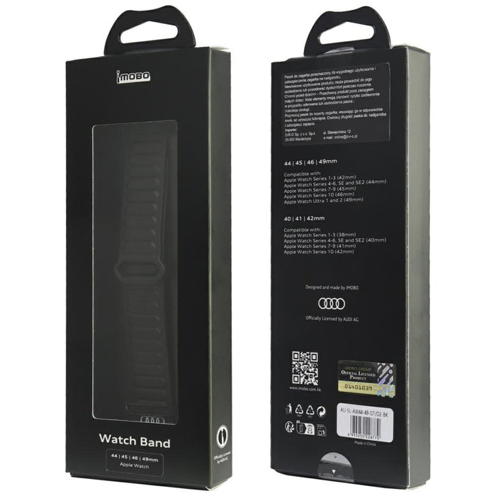 Audi Logo Synthetic Leather Magnetic Ring Strap for Apple Watch 44/45/46/49 mm - Black