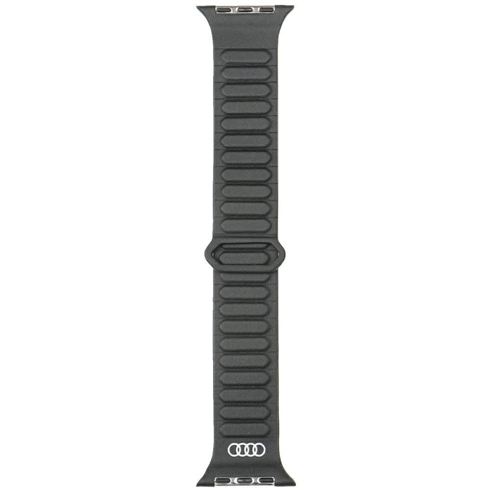 Audi Logo Synthetic Leather Magnetic Ring Strap for Apple Watch 44/45/46/49 mm - Black